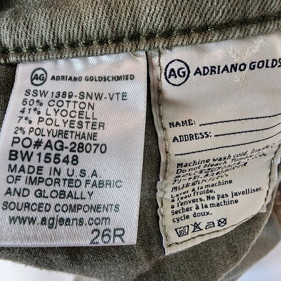 AG Adriano Goldschmied The Legging Super Skinny‎ Ankle Jeans Olive Distressed 26 - Picture 8 of 14